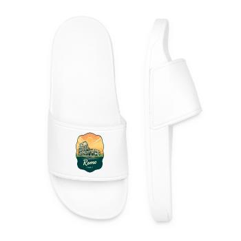 Rome Colosseum Retro Sunset Travel Badge - Men’s Pool Sliders - white - Front