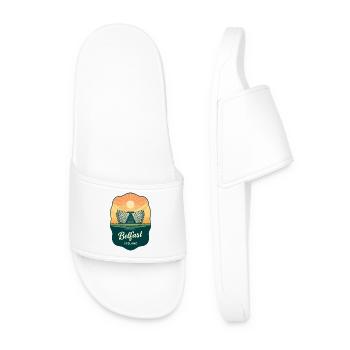 Belfast Titanic Vintage Travel Badge - Men’s Pool Sliders - white - Front