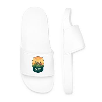 Sintra Pena Palac Retro Sunset Travel Badge - Men’s Pool Sliders - white - Front