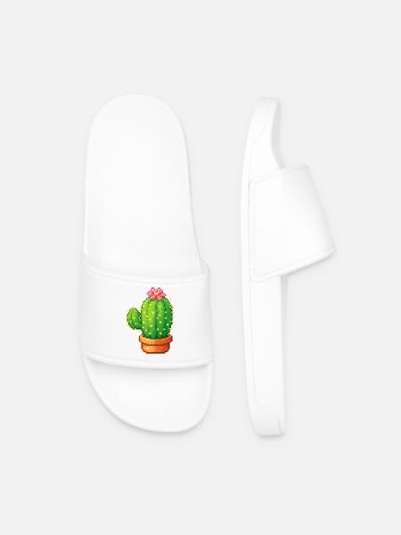 Cactus pixel avec fleur - Claquettes Homme - blanc