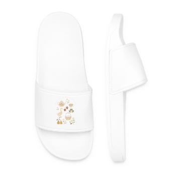 Douceur Champêtre: Nature and Vintage Tea - Men’s Pool Sliders - white - Front