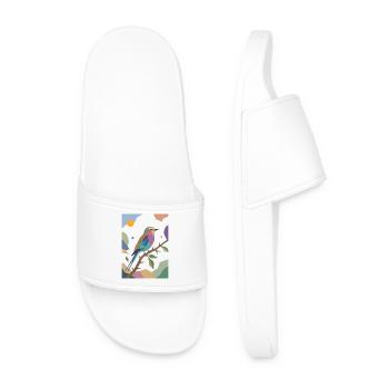 Design de rouleau poitrine lilas oiseau coloré - Claquettes Homme - blanc - Devant