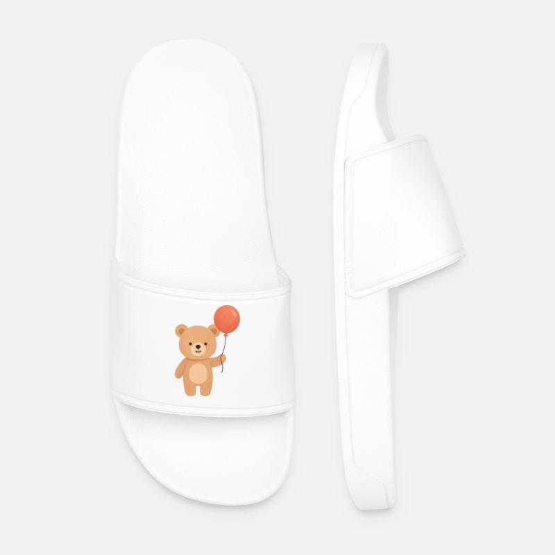 Balloon Bear Whimsy - Men’s Pool Sliders - white
