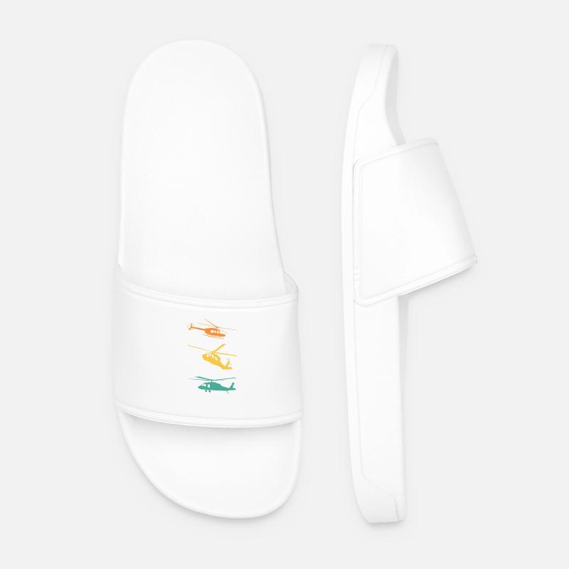 Helicopter Retro Pilot - Men’s Pool Sliders - white