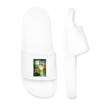 Hurler à la Lune Chien Mème Shiba Inu - Claquettes Homme - blanc - Devant
