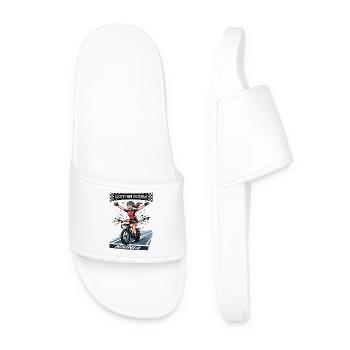 Faster Than Yesterday Anime Track Cyclist - Men’s Pool Sliders - white - Front