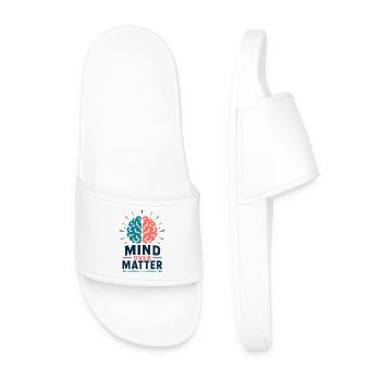 Mind Over Matter – Motivation Brain Mental Health - Men’s Pool Sliders - white - Front