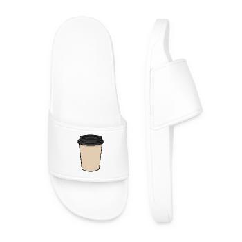 Blank Takeaway Coffee Cup Sticker Design - Men’s Pool Sliders - white - Front