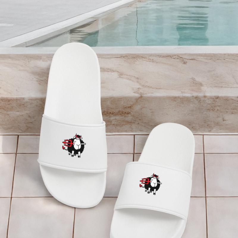 Sheep Devil Satan Hell Evil Trident Horns Cool Men’s Pool Sliders