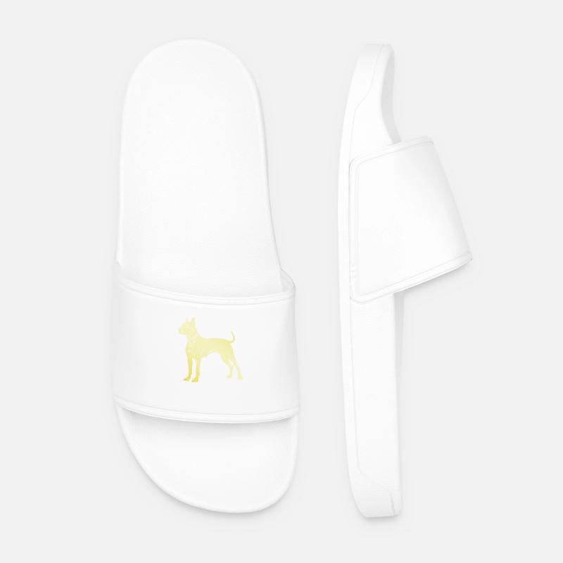 Pit Terrier Dog Silhouette - Men’s Pool Sliders - white