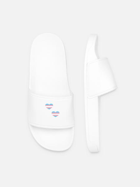Coeurs de drapeau trans - Claquettes Homme - blanc