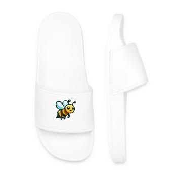 Bee Cartoon - Men’s Pool Sliders - white - Front