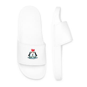 Style BD Pingouin En Couple Amoureux - Claquettes Homme - blanc - Devant