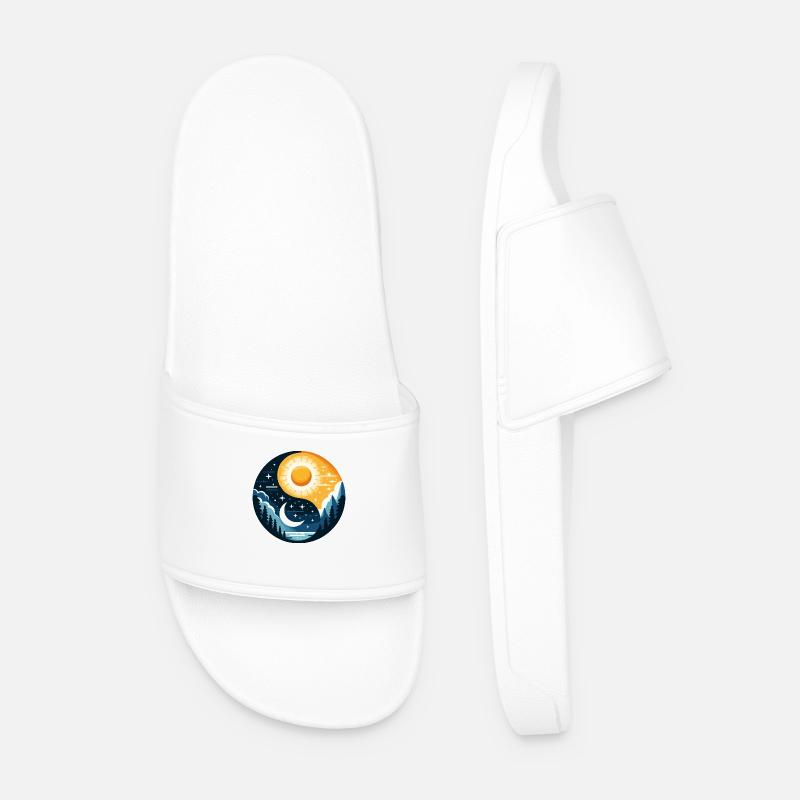 Yin Yang Sun and Moon - Men’s Pool Sliders - white