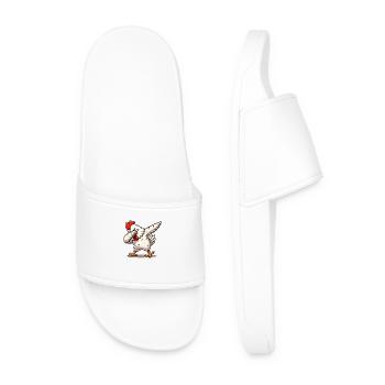 dabbing chicken - Men’s Pool Sliders - white - Front