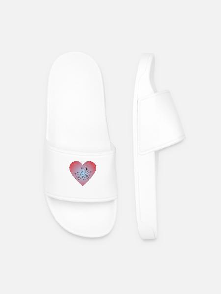 Heart Lovers Ship Anchor - Men’s Pool Sliders - white