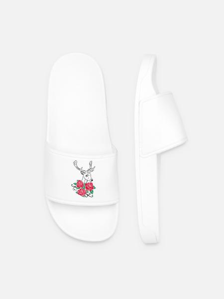 Deer Deer Antlers Roses October-Fest - Men’s Pool Sliders - white