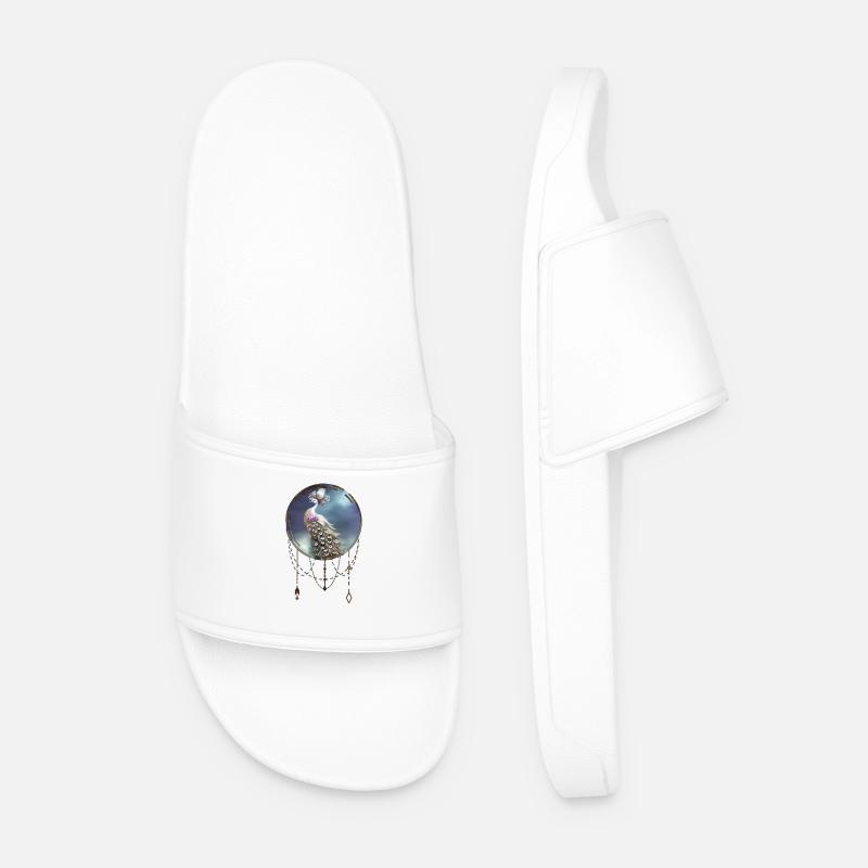 Wonderful elegant peacock - Men’s Pool Sliders - white