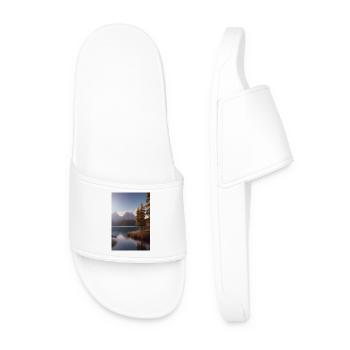 Landscape with lake and mountains - Men’s Pool Sliders - white - Front