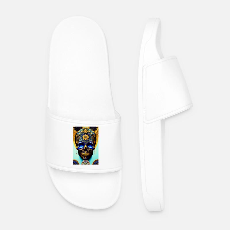 Blauer Totenkopf - Männer Badelatschen - Weiß