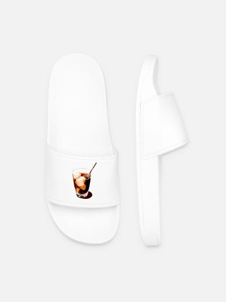 Coffee Drink Illustration - Men’s Pool Sliders - white