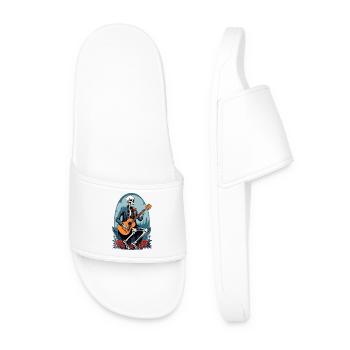 Skeleton Playing Guitar - Men’s Pool Sliders - white - Front