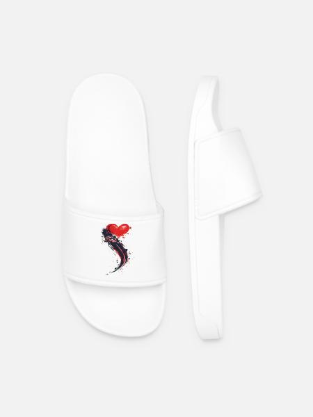 Fast Car with a Heart Shape Behind | Speed lovers - Men’s Pool Sliders - white