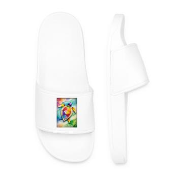 Baby Origami Turtle - Men’s Pool Sliders - white - Front