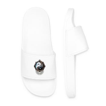 Élégant signe yin yang de style steampunk. - Claquettes Homme - blanc - Devant