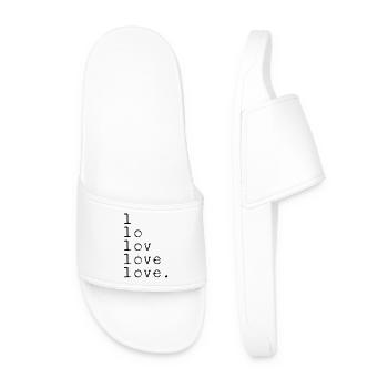 L LO LOV LOVE LOVE. Statement black - Men’s Pool Sliders - white - Front