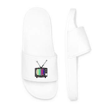 Retro Tv Vintage Television Set - Men’s Pool Sliders - white - Front
