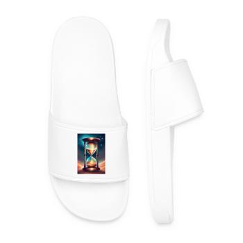 An hourglass on a desert sand - Men’s Pool Sliders - white - Front