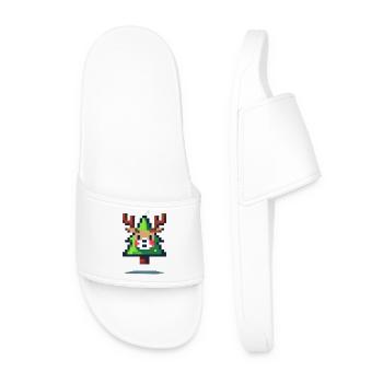 Tête de renne de Noël - Claquettes Homme - blanc - Devant