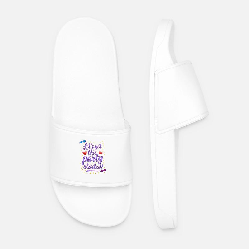 Lets get this party started - Men’s Pool Sliders - white