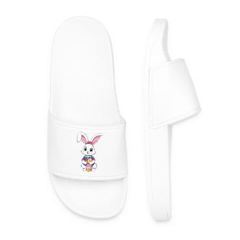 Easter bunny with Easter eggs - Men’s Pool Sliders - white - Front