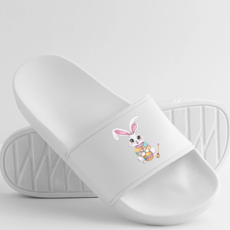 Easter bunny with Easter eggs Men’s Pool Sliders