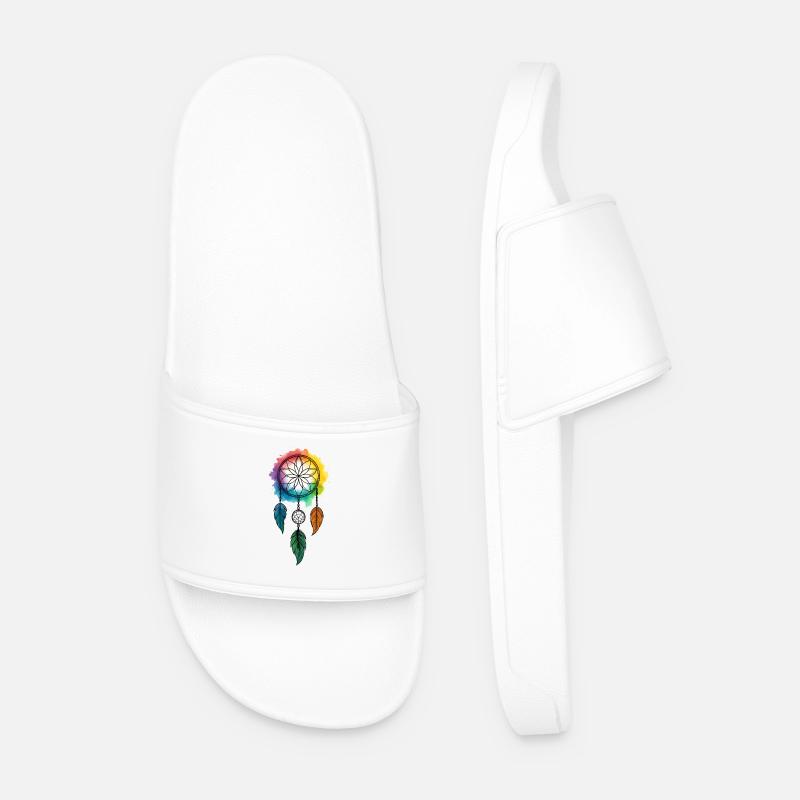 Catching dreams, colors flowing - Men’s Pool Sliders - white