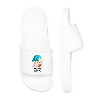 autistic mask off autism neurospicy - Men’s Pool Sliders - white - Front