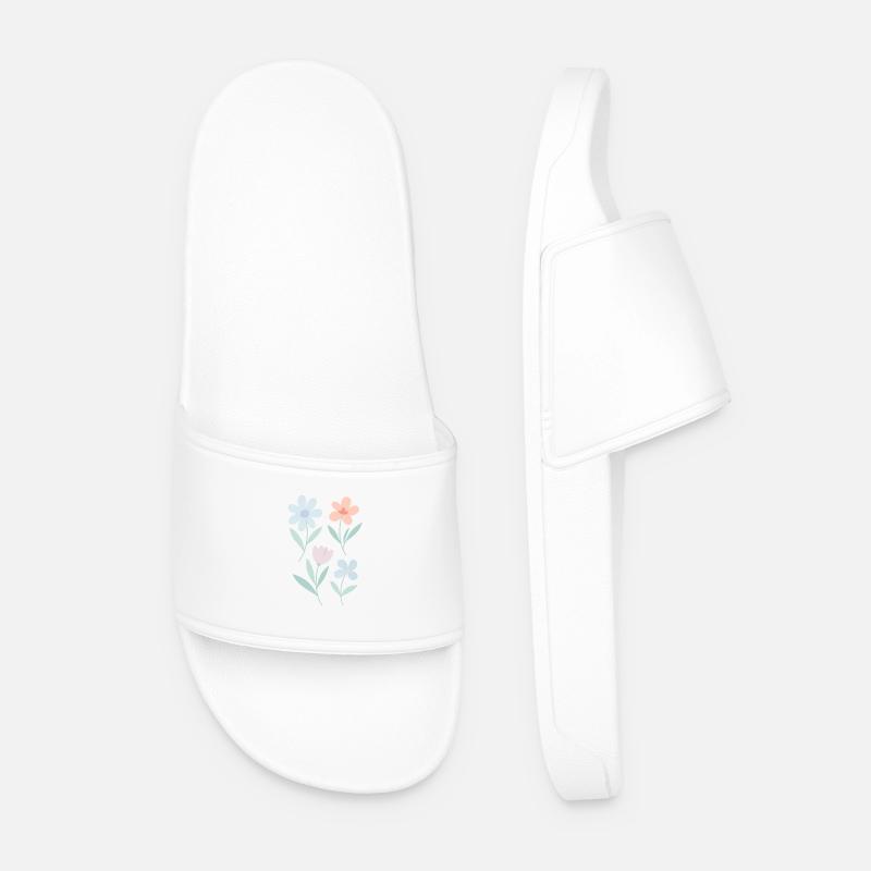 Soft Flowers – pastel & playful - Men’s Pool Sliders - white