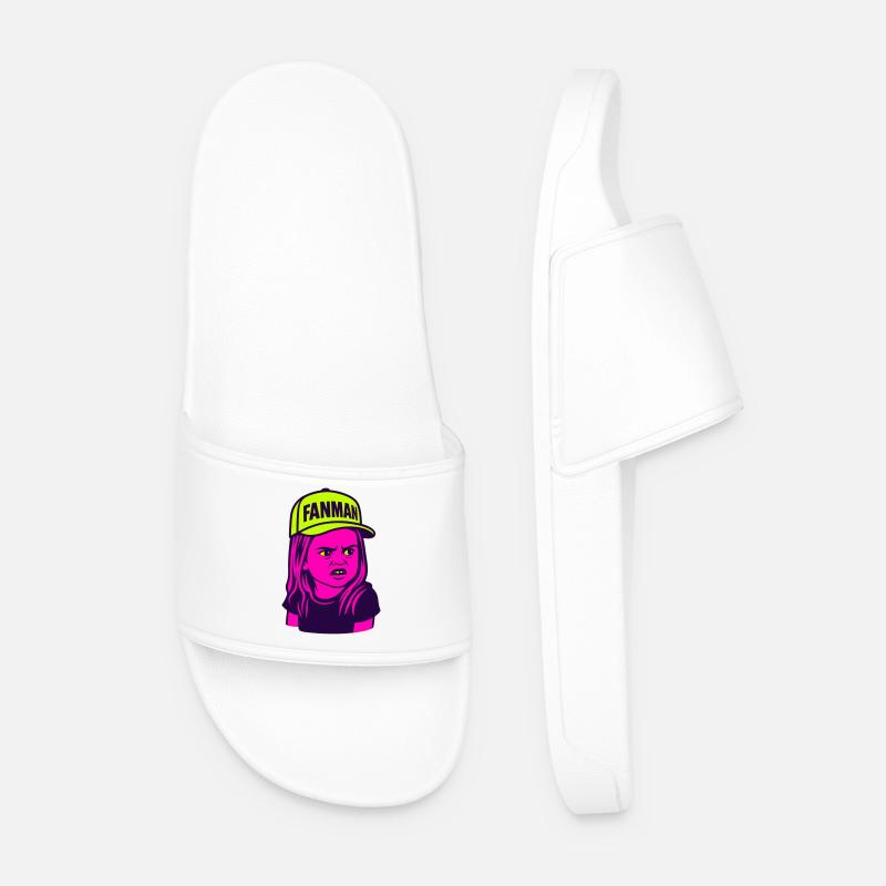 FANMAN Pop-Art-Mädchen mit Cap - Männer Badelatschen - Weiß