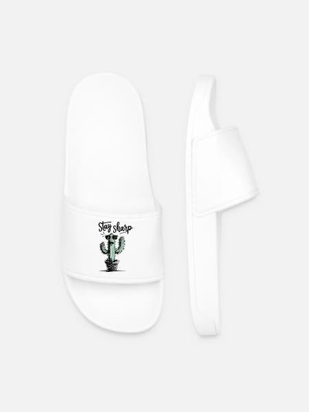 Humorous cactus with sunglasses - Men’s Pool Sliders - white