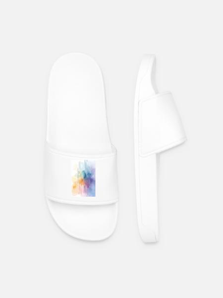 Watercolors Abstract, Watercolor Art Colored - Men’s Pool Sliders - white