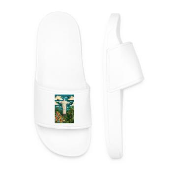 Christ the Redeemer Statue in Tropical Setting/Rio - Men’s Pool Sliders - white - Front