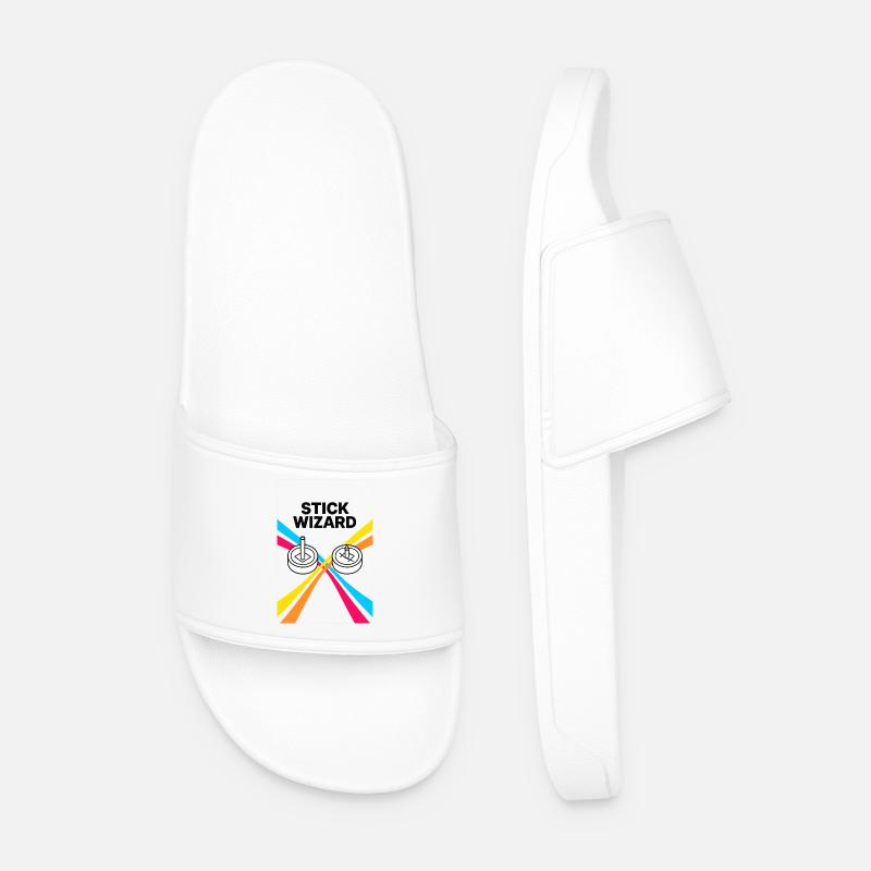 Stick Wizard Retro Gaming Design - Men’s Pool Sliders - white