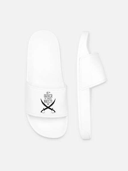 Illustration Featuring Pirate-Themed Design Swords - Men’s Pool Sliders - white