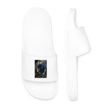 Industrial craftsman with wrench - Men’s Pool Sliders - white - Front