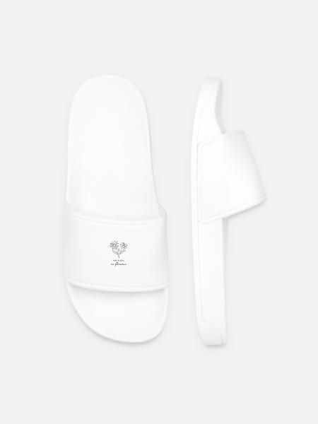 No Rain, No Flowers - Handdrawing, minimalism - Men’s Pool Sliders - white