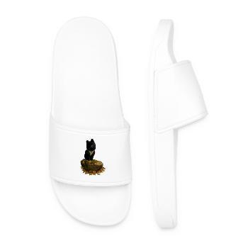 Chien Spitz Noir sur Un Tronc D’arbre - Claquettes Homme - blanc - Devant