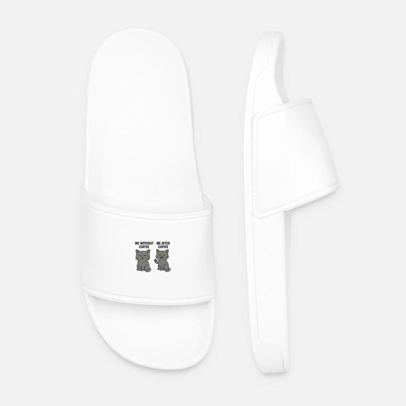 Cat memes: Grumpy without coffee - Men’s Pool Sliders - white