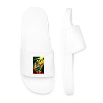 Rastafarian Humanoid Lion - Men’s Pool Sliders - white - Front